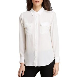 Equipment Femme Womens Slim Signature Silk Long Sleeves Button-Down Top