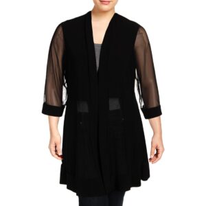 R&M Richards Womens Plus Mesh 3/4 Sleeves Topper Jacket