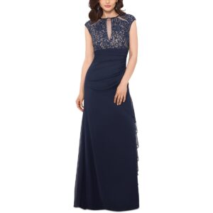 Betsy & Adam Womens Ruffled Maxi Evening Dress