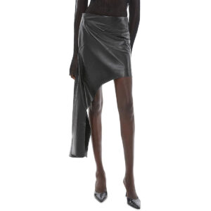 Helmut Lang Womens Slash Leather Eyelet Mini Skirt