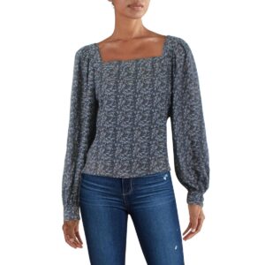 Lucca Womens Cropped Square Neck Blouse