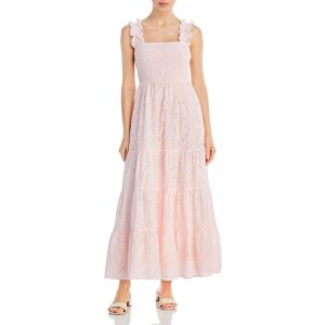 Lucy Paris Womens Eyelet Smocked Midi Dress