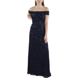Adrianna Papell Womens Sequin Beaded Evening Dress