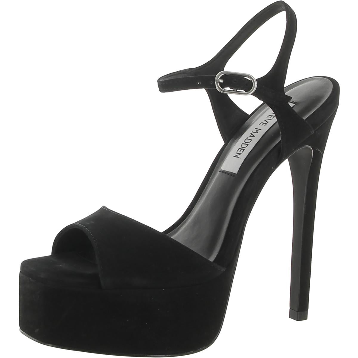Steve Madden Womens Cologne Suede Peep-Toe Platform Sandals