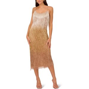 Liv Foster Womens Adjustable Straps Metallic Evening Dress