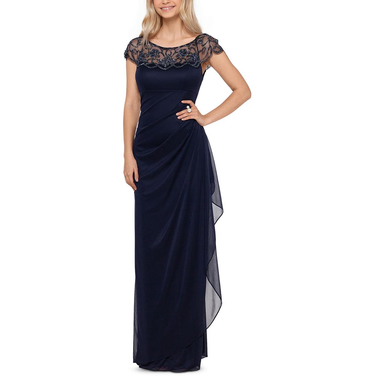 Xscape Womens Petites Embellished Long Evening Dress