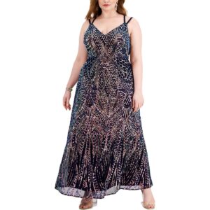 Morgan & Co. Womens Plus Sequined Long Evening Dress