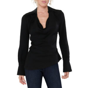 SIMKHAI Womens Collared Blouse Pullover Top