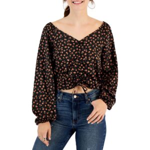 Hippie Rose Womens Juniors Satin Ruched Cropped