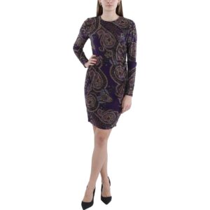 Lauren Ralph Lauren Womens Paisley Side Twist Sheath Dress